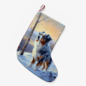 Australian Shepherd Laat Het Sneeuw Kerstmis Kleine Kerstsok (Voorkant (Hangend))