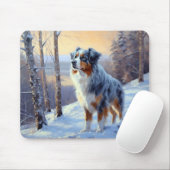 Australian Shepherd Laat Het Sneeuw Kerstmis Muismat (Met muis)