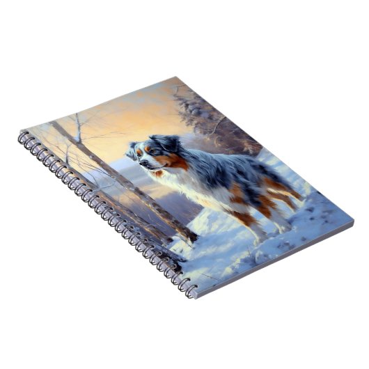 Australian Shepherd Laat Het Sneeuw Kerstmis Notitieboek (Rechterzijde)