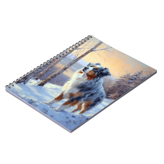 Australian Shepherd Laat Het Sneeuw Kerstmis Notitieboek (Linkerzijde)