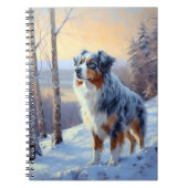 Australian Shepherd Laat Het Sneeuw Kerstmis Notitieboek (Voorkant)