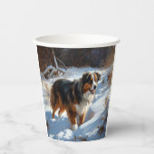 Australian Shepherd Laat Het Sneeuw Kerstmis Papieren Bekers (Voorkant)