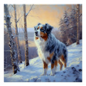 Australian Shepherd Laat Het Sneeuw Kerstmis Perfect Poster (Voorkant)