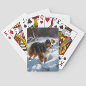 Australian Shepherd Laat Het Sneeuw Kerstmis Pokerkaarten (Achterkant)