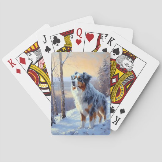 Australian Shepherd Laat Het Sneeuw Kerstmis Pokerkaarten (Achterkant)