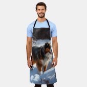 Australian Shepherd Laat Het Sneeuw Kerstmis Schort (Gedragen)