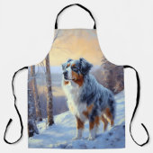 Australian Shepherd Laat Het Sneeuw Kerstmis Schort (Voorkant)
