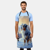 Australian Shepherd Laat Het Sneeuw Kerstmis Schort (Gedragen)