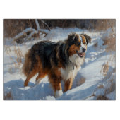 Australian Shepherd Laat Het Sneeuw Kerstmis Snijplank (Voorkant)