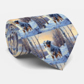 Australian Shepherd Laat Het Sneeuw Kerstmis Stropdas (Opgerold)