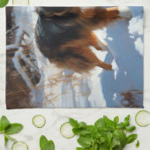 Australian Shepherd Laat Het Sneeuw Kerstmis Theedoek (Gevouwen)