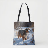 Australian Shepherd Laat Het Sneeuw Kerstmis Tote Bag (Voorkant)