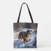 Australian Shepherd Laat Het Sneeuw Kerstmis Tote Bag (Achterkant)
