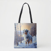 Australian Shepherd Laat Het Sneeuw Kerstmis Tote Bag (Voorkant)