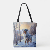 Australian Shepherd Laat Het Sneeuw Kerstmis Tote Bag (Achterkant)