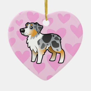 Australian Shepherd Love (voeg je eigen bericht to Keramisch Ornament