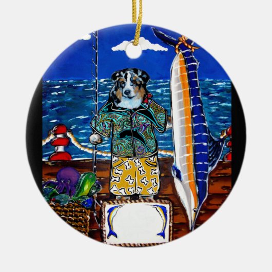 Australian Shepherd Marlin Vist Keramisch Ornament (Voorkant)