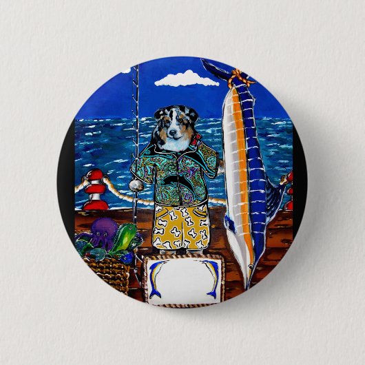 Australian Shepherd Marlin Vist Ronde Button 5,7 Cm (Voorkant)