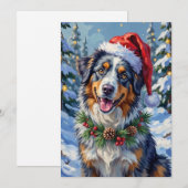 Australian Shepherd Merle Winter Christmas Art Feestdagenkaart (Voorkant / Achterkant)
