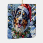 Australian Shepherd Merle Winter Christmas Art Keramisch Ornament (Rechts)