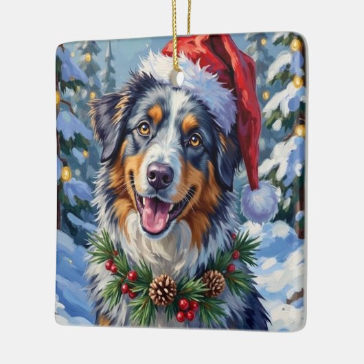 Australian Shepherd Merle Winter Christmas Art Keramisch Ornament (Links)