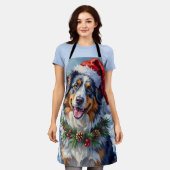 Australian Shepherd Merle Winter Christmas Art Schort (Gedragen)
