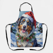 Australian Shepherd Merle Winter Christmas Art Schort (Voorkant)