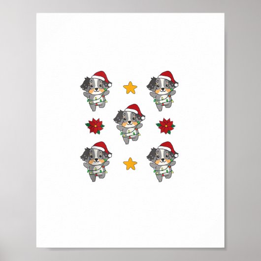 Australian Shepherd Merry Christmas Winter Dogs CH Poster (Voorkant)
