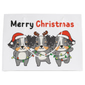 Australian Shepherd Merry Kerstmis Dogs Groot Cadeauzakje (Voorkant)