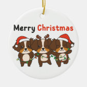Australian Shepherd Merry Kerstmis Dogs Keramisch Ornament (Voorkant)