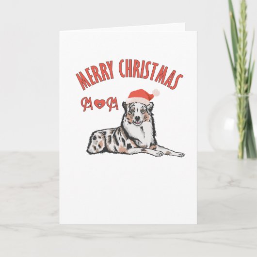 Australian Shepherd Merry Kerstmoeder Kaart (Voorkant)
