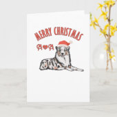 Australian Shepherd Merry Kerstmoeder Kaart (Gele Bloem)