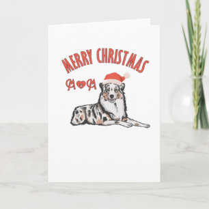 Australian Shepherd Merry Kerstmoeder Kaart