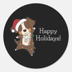 Australian Shepherd Merry Winter Classic Ronde Sticker