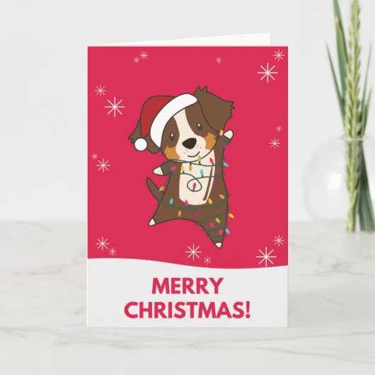 Australian Shepherd Merry Winter Feestdagen Kaart (Voorkant)