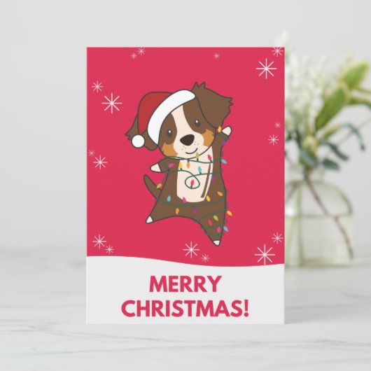 Australian Shepherd Merry Winter Feestdagenkaart (Staand voorkant)