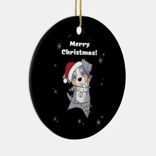 Australian Shepherd Merry Winter Keramisch Ornament (Rechts)
