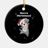 Australian Shepherd Merry Winter Keramisch Ornament (Voorkant)
