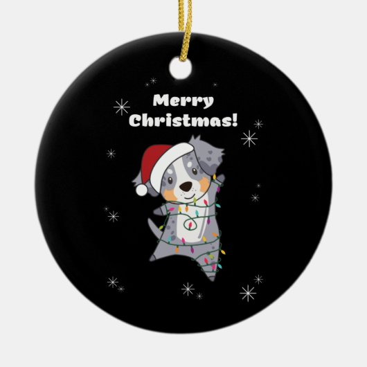 Australian Shepherd Merry Winter Keramisch Ornament (Voorkant)