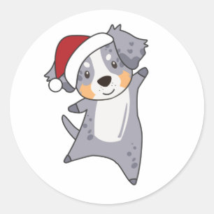 Australian Shepherd Merry Winter Ronde Sticker