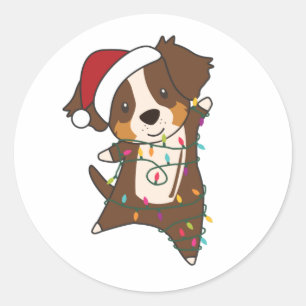 Australian Shepherd Merry Winter Ronde Sticker