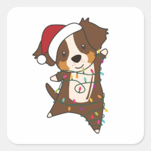 Australian Shepherd Merry Winter Vierkante Sticker