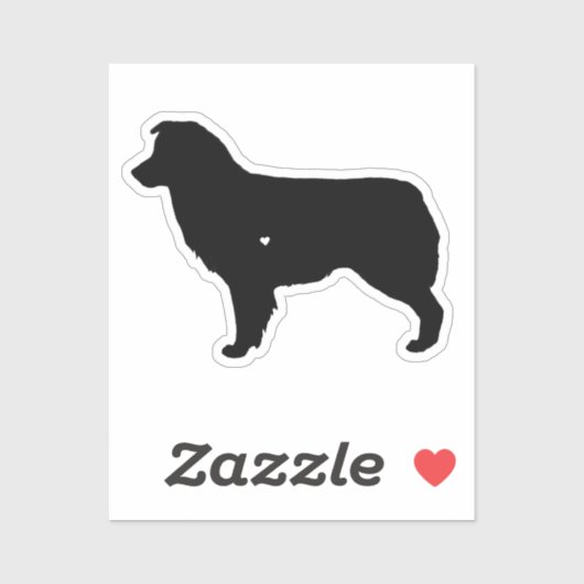 Australian Shepherd met Heart Black Silhouette Sticker (Vel)