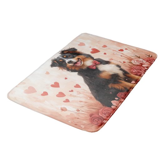 Australian Shepherd met Rozen - Valentijnsdag Badmat (Gekanteld)