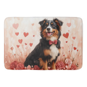 Australian Shepherd met Rozen - Valentijnsdag Badmat