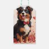 Australian Shepherd met Rozen - Valentijnsdag Cadeaulabel (Achterkant)