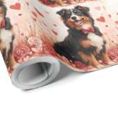 Australian Shepherd met Rozen - Valentijnsdag Cadeaupapier (Rol Hoek)