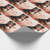 Australian Shepherd met Rozen - Valentijnsdag Cadeaupapier (Hoek)