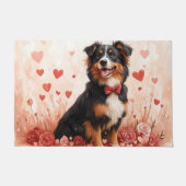 Australian Shepherd met Rozen - Valentijnsdag Deurmat (Voorkant)