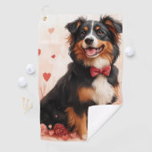 Australian Shepherd met Rozen - Valentijnsdag Golfhanddoek (Insitu)